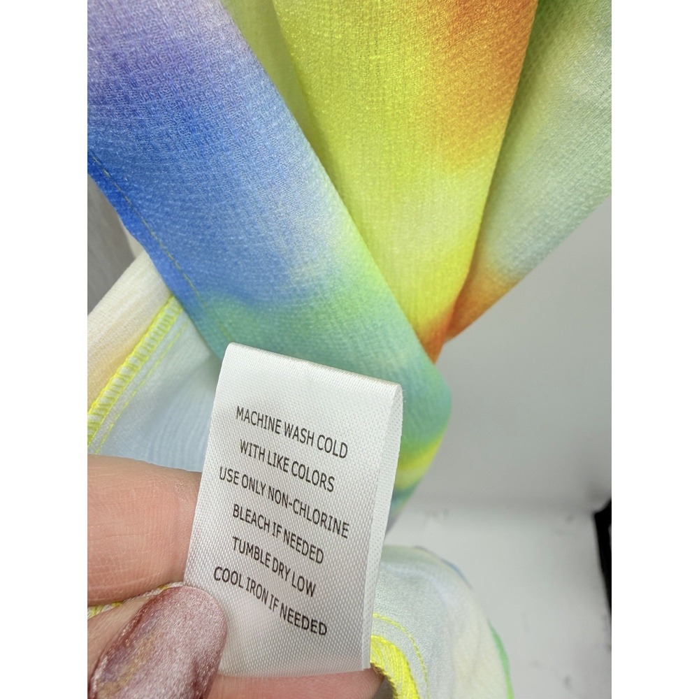 Miken Juniors Size Medium Colorful Tie-Dye Tie-Front Short-Sleeve Swim Cover-Up - Picture 10 of 11